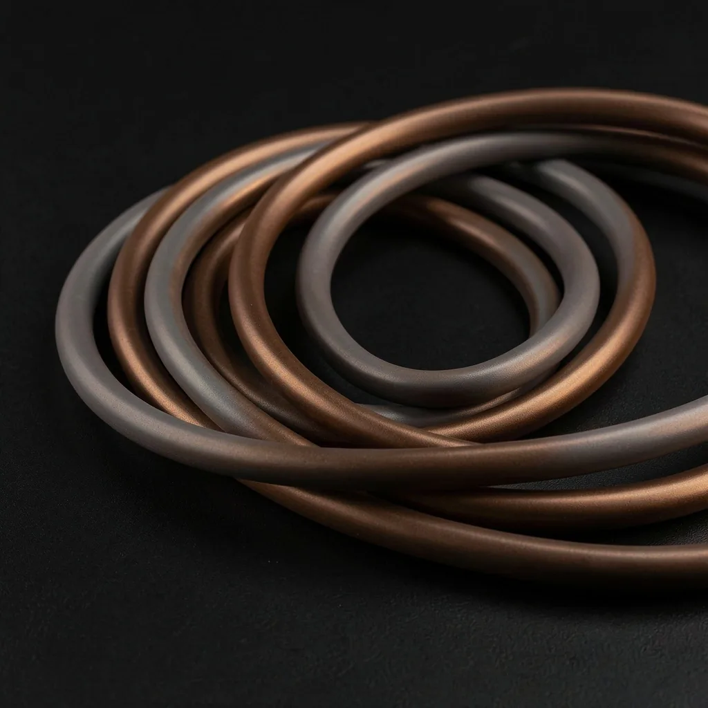 Coiled resistance bands on a dark surface