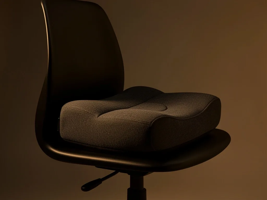 Ergonomic back support cushion on an office chair
