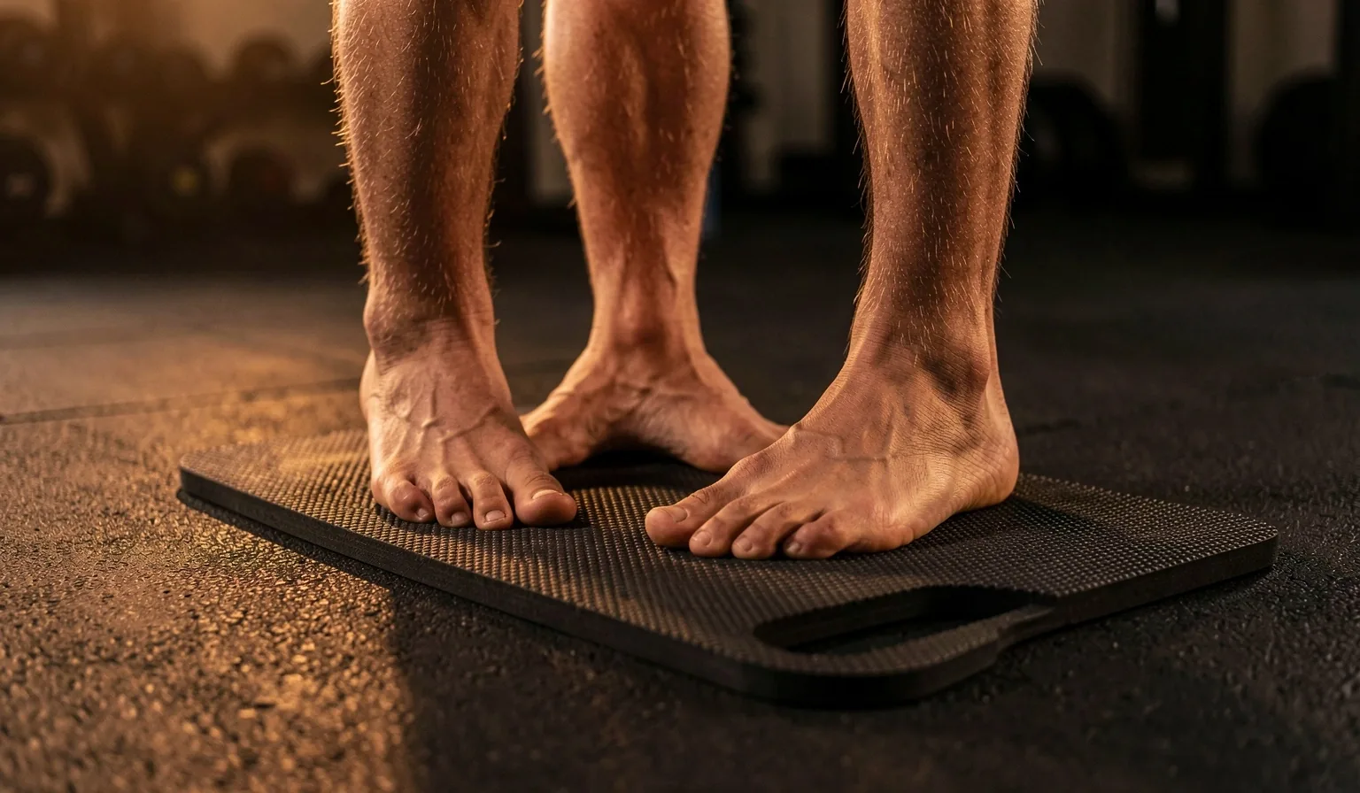 Person balancing on a stability pad during exercise